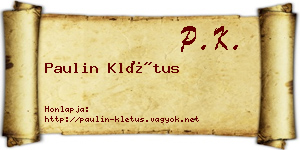 Paulin Klétus névjegykártya